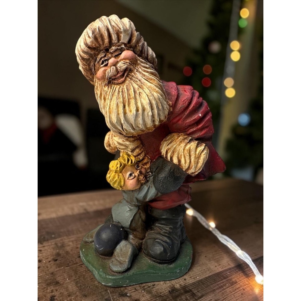 Vintage Caris Santa with Child Figurine Red 1987 Limited Edition Resin